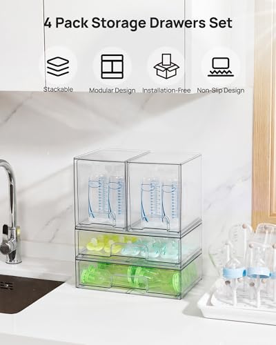 Clear Stackable Storage Drawers Set of 8 (8 Count)