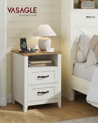 Farmhouse Nightstand with Charging Station