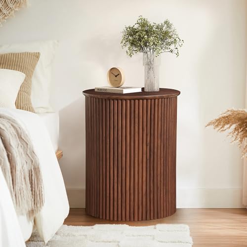 Small Round Side Table Fluted Night Stand Set of 2 (2 Count)
