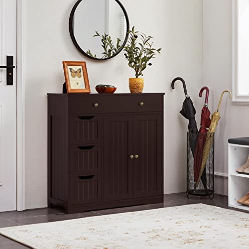 Bathroom Floor Cabinet with 3 Small Drawers