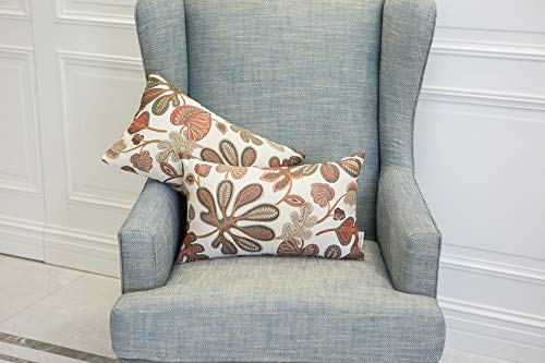 Set of 2 Jacquard Tropical Leaf Pattern Oblong Throw Pillow Covers Accent Pillowcase 12X20 Inches (2 Count)