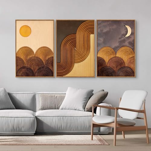 Mid Century Modern Framed Canvas Wall Art Set