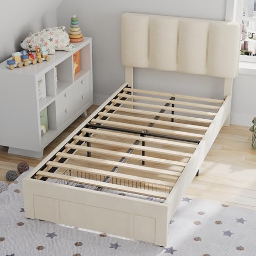 Twin Bed Frame with Storage Drawer