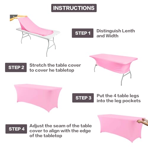 8FT Table Cloth for Rectangular Spandex Pink Table Cover