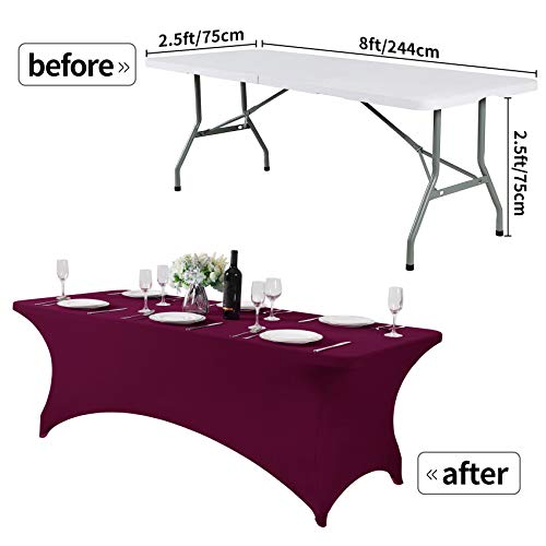 2Pack Spandex Table Cover for 8FT or 4ft or 6ft Table Universal Fitted Stretch Tablecloth for Party
