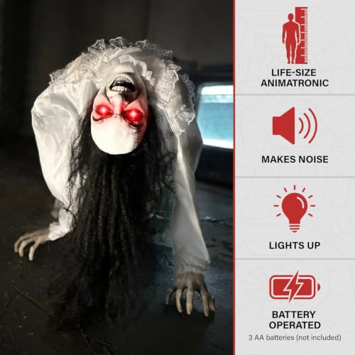 3.0-Ft. Life-Size Animatronic Possessed Woman (35" Backbend Creepy Animated Lady)