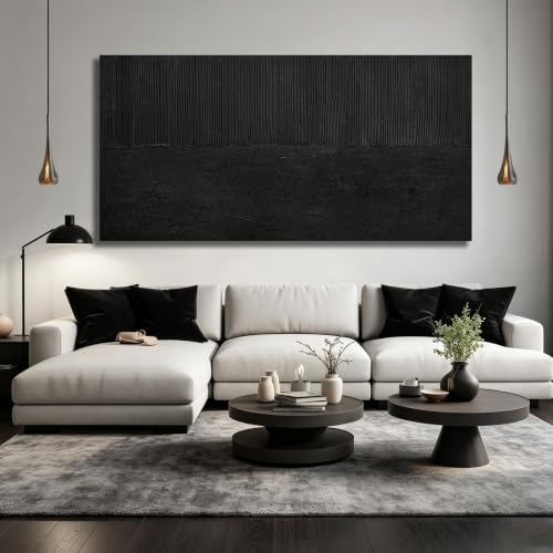 Extra Large Wall Art For Living Room Abstract Painting Wall Decor For Office Black Canvas Wall Art For Hotel 36 x 72 Inch