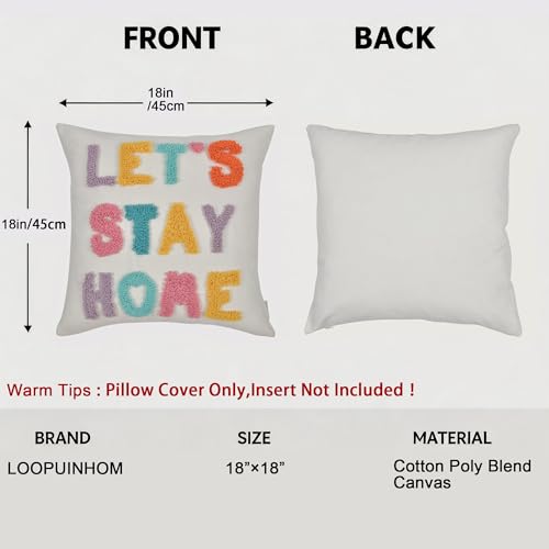 Boho Pillow Covers 18 * 18 Inch Handcrafted Loop Yarn Lettering
