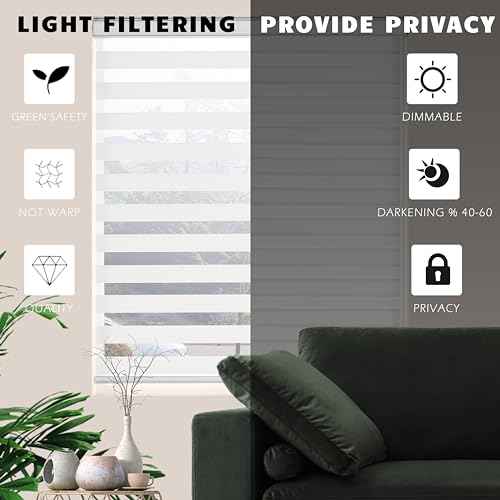 Zebra Blinds for Windows Dual Layer Light Filtering Privacy Free