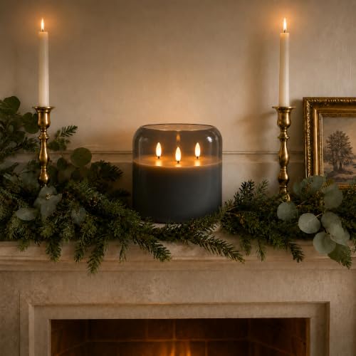 Grey Large Glass Flameless LED Candle (6 Count)