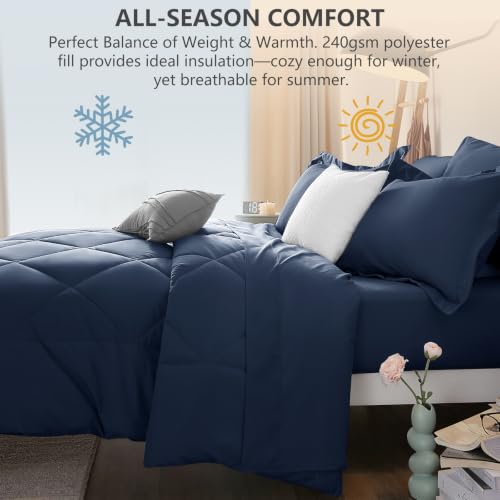 California King Size Comforter Set Navy