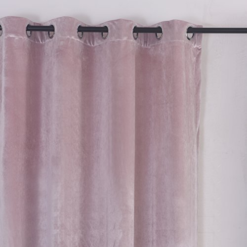 Super Soft Luxury Velvet Curtains Set of 2 Pink Flannel Blackout Drapes Grommet Draperies for Bedroom 52Wx84L inch