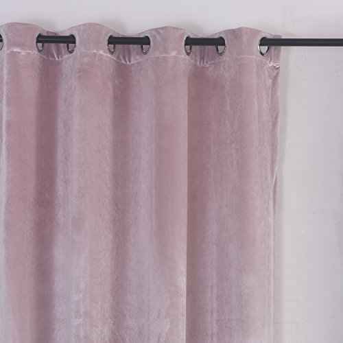 Super Soft Luxury Velvet Curtains Set of 2 Pink Flannel Blackout Drapes Grommet Draperies for Hotel 52Wx72L inch
