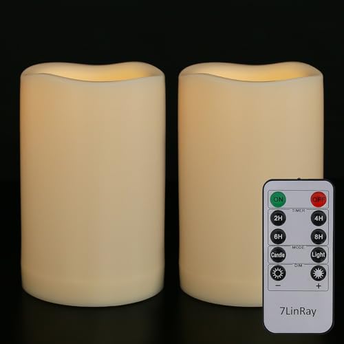 2 Pack 4" x 6" Waterproof Outdoor Flameless Candles with Remote and Timer (2 Count)