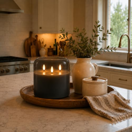 Grey Large Glass Flameless LED Candle (6 Count)