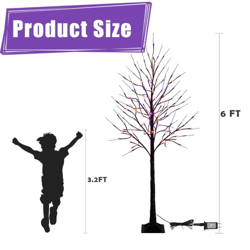 2 Pack 6 FT Halloween Lighted Black Birch Tree
