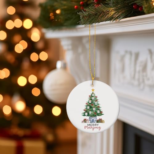 Chinoiserie Pot Mahjong Christmas Tree Ceramic Ornament Gifts