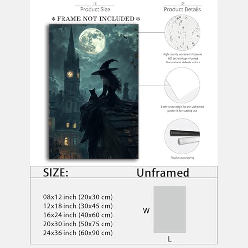 Halloween Witch Black Cat Wall Art