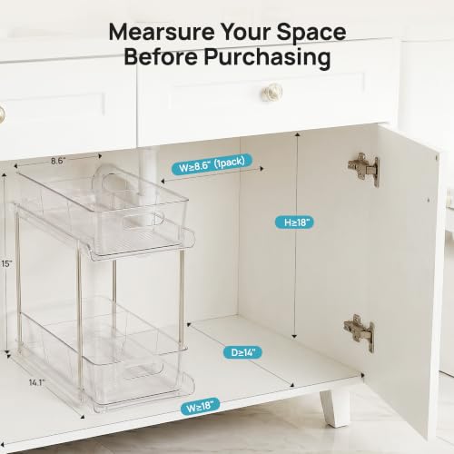 2 Pack Larger Higher Pull Out Bathroom Under Sink Organizer (2 Count)