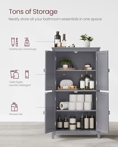 Bathroom Floor Storage Cabinet with 4 Doors