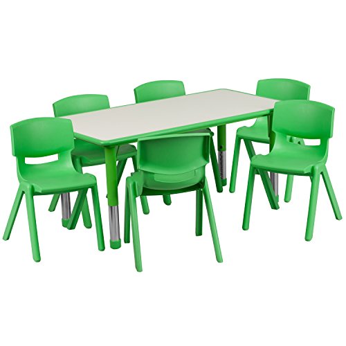 Green 47.25x23.5 Activity Table Set with 6 Chairs