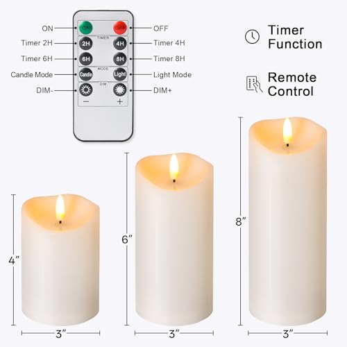 Outdoor Flameless Candles with Remote Timer (3 Count)