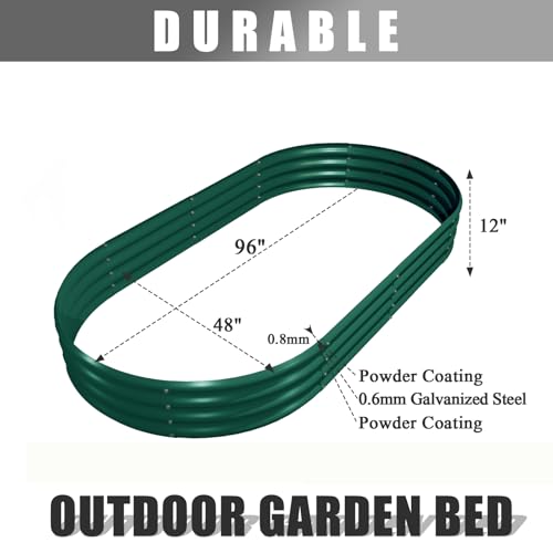 4 Pack 8x4x1FT Galvanized Raised Garden Bed Large Metal Planter Box Kit Elevated Raised Garden Planters for Outdoor Plants