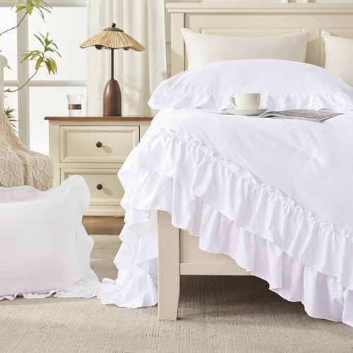 White Ruffle Super King Comforter Set