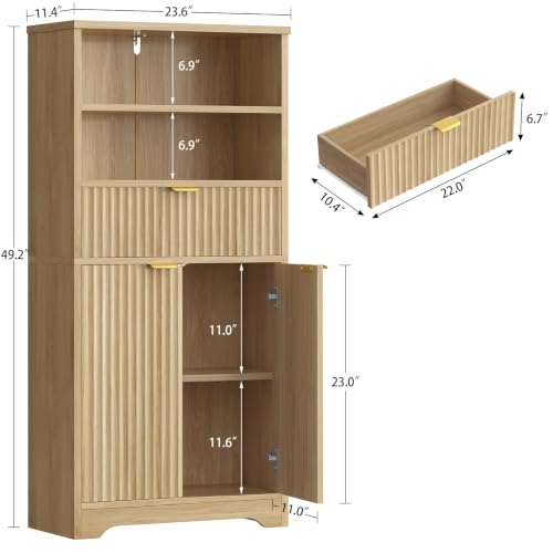 Tall Storage Cabinet with Adjustable Shelf & Drawer