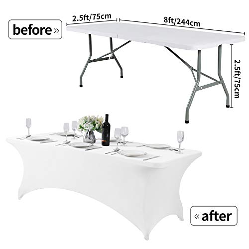 2Pack Spandex Table Cover for 8FT or 4ft or 6ft Table Universal Fitted Stretch Tablecloth for Party