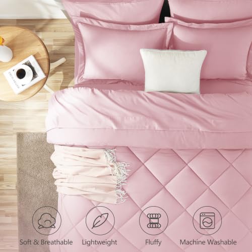 Twin Comforter Set with Sheets Pink