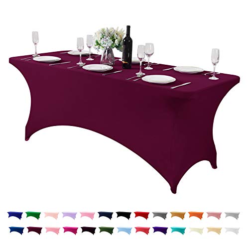 Spandex Table Cover for 6Ft or 4fT or 8ft Table Universal Fitted Stretch Tablecloth for Party