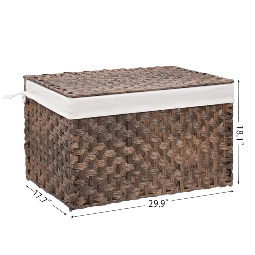 Large Wicker Storage Basket with Lid