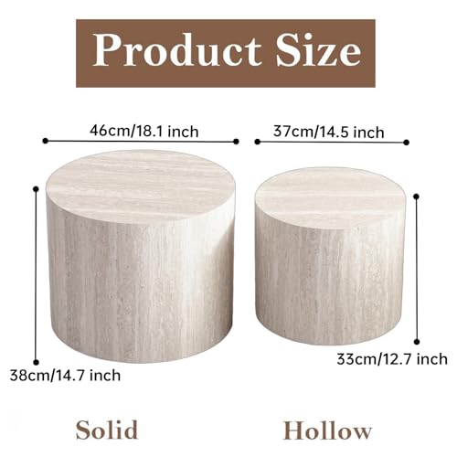 Travertine Round Nesting Coffee Table Set of 2 (2 Count)