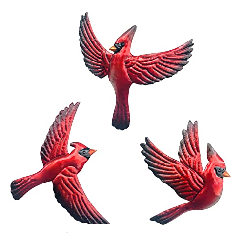 Red Bird Cardinal Wall Art Decor (3 Count)