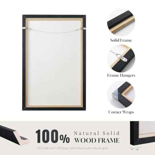 Large Framed Black and White Abstract Wall Art for Living Room (3 Count)