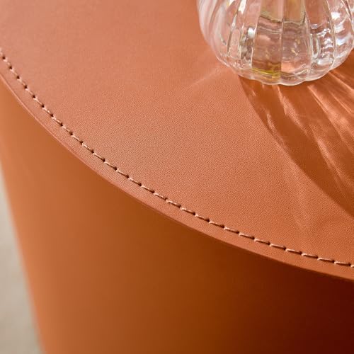 19.09" Modern Leather Round Coffee Table Set