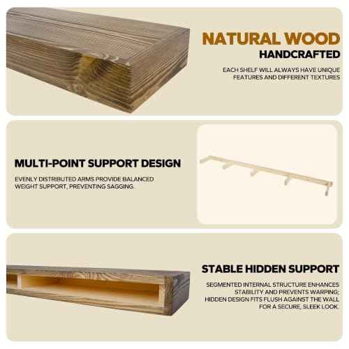Floating Shelves 3 inch Thick for Wall Set of 2 (2 Count)