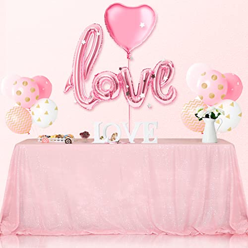 Sequin Tablecloth 60x102 Inch Pink for Birthday Wedding Party