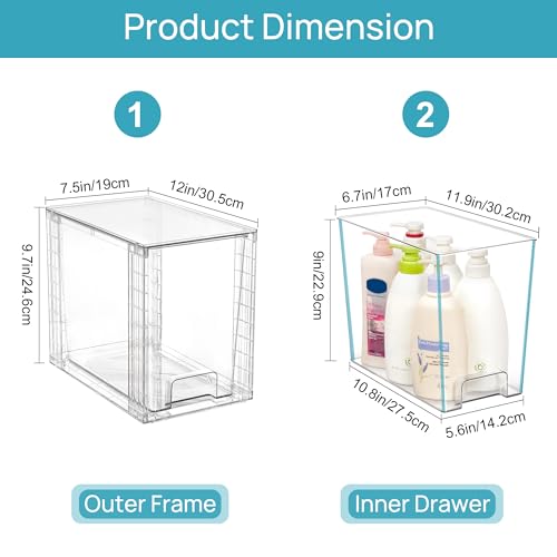 4 Pack Clear Stackable Storage Drawers (4 Count)
