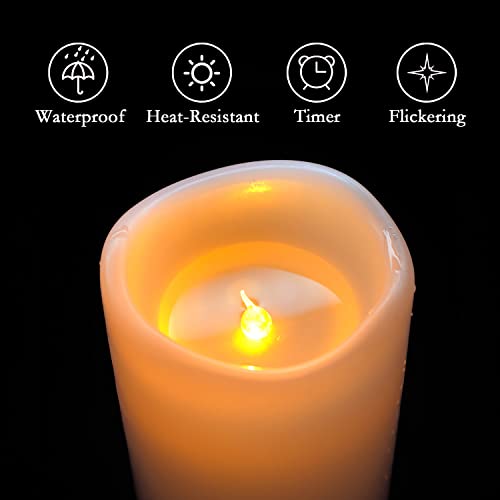 8" x 4" Large Waterproof Outdoor Flameless Candles with Remote Control and Timer (2 Count)