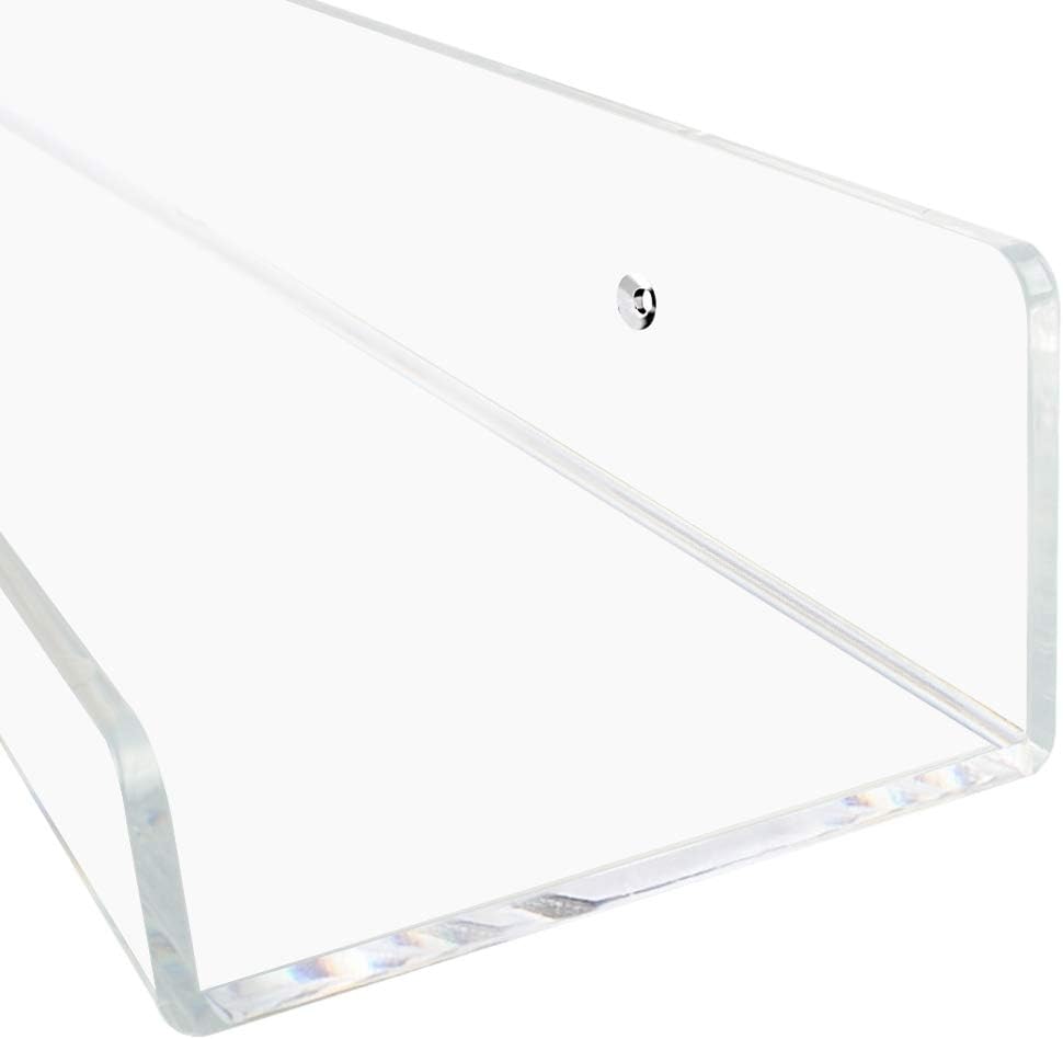 Weiai Clear Acrylic Shelf 15" Invisible Floating Wall Ledge Bookshelf, Kids Book Display Shelves Wall Mounted (15 Inch 3Pack)