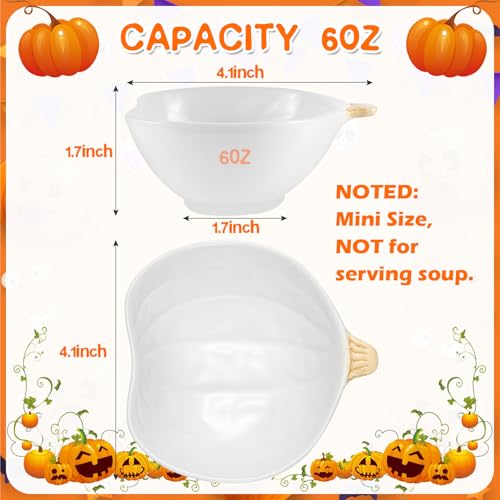 12 Pieces Pumpkin Ramekins Fall Ramekins Ceramic Bowls Pumpkin Bowl 6 oz Oven Safe Ramekin for Thanksgiving Bowl Dip (12 Count)
