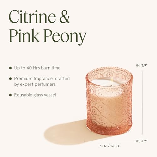 Citrine Pink Peony Scented Candles for Home