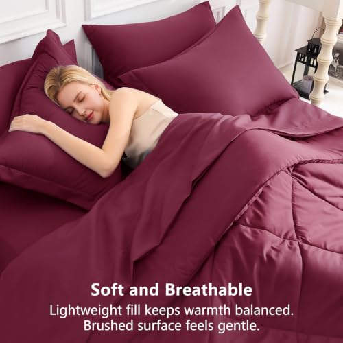 Queen Comforter Set with Sheets Burgundy