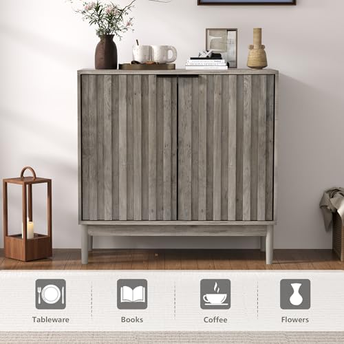 Fluted Buffet Cabinet with Storage