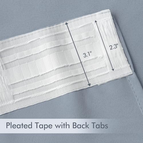 Light Blue Back Tab Blackout Curtains 52x96 Inch Long 2 Panels Set (2 Count)