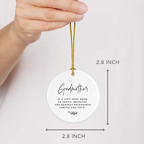 Round Ceramic Porcelain Christmas Ornament Collectible Godmother Gift