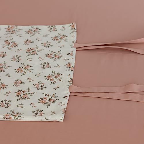 Blush Pink Floral Comforter Set Twin XL Vintage Garden Flower Bedding Comforter Girls Botanical Comforter with 2 Bow Ties Pillowcases Fluffy Cottagecore Comforter Set for All Seasons