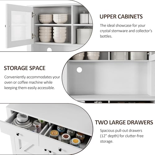 63" Kitchen Pantry Cabinet with Drawers